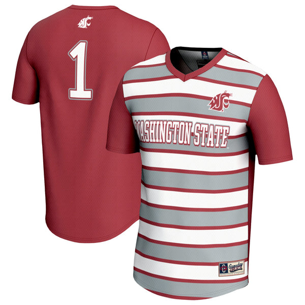 #1 Washington State Cougars Lightweight Soccer Fashion Jersey - Crimson