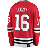 Eddie Olczyk Chicago Blackhawks Hockey Jersey, Red Breakaway Sportswear Jersey Shirt, Long Sleeve Hockey Sweater Jersey, Casual Gift for Men