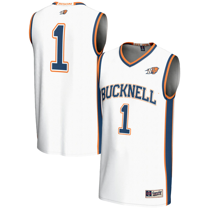 Bucknell Bison Basketball Jersey, White Lightweight Sportswear Jersey Shirt, Sleeveless Athletic Tank Jersey, Casual Gift for Men