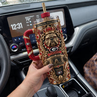 UGA Heirloom Crest - Ornate Red and Gold Tumbler
