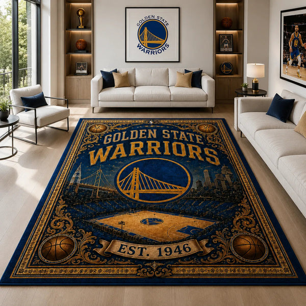 GSW Heritage Floor - Bridge Emblem in Gold and Navy - main