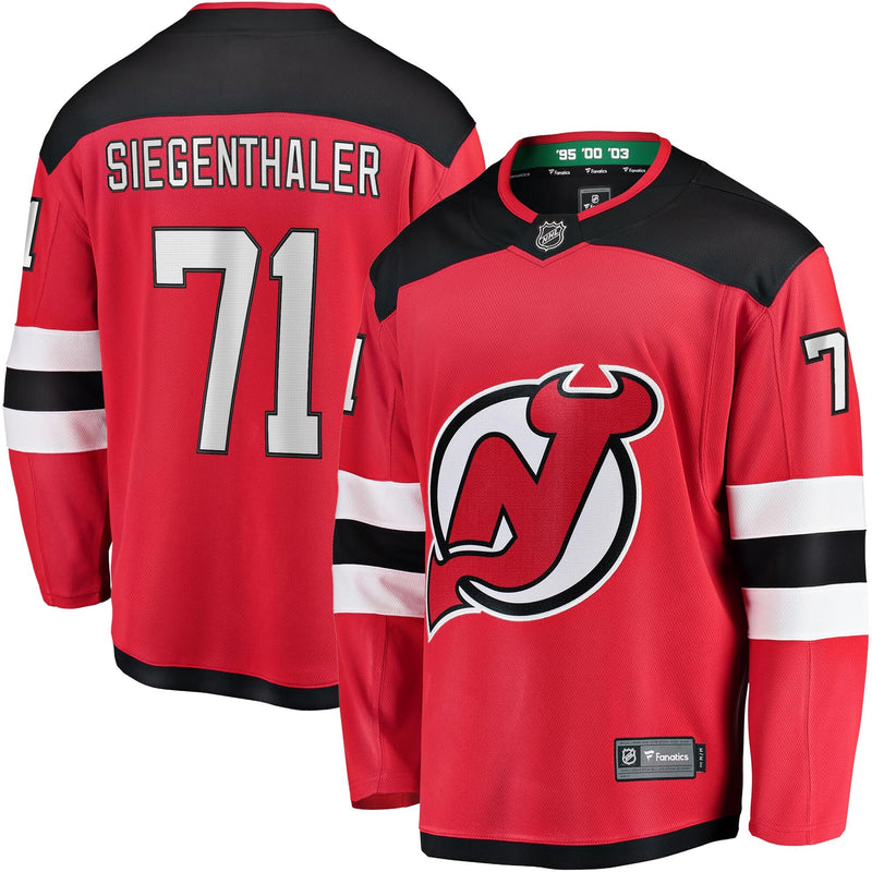 Jonas Siegenthaler New Jersey Devils Hockey Jersey, Red Sportswear Jersey Shirt, Long Sleeve Hockey Sweater Jersey, Casual Gift for Men