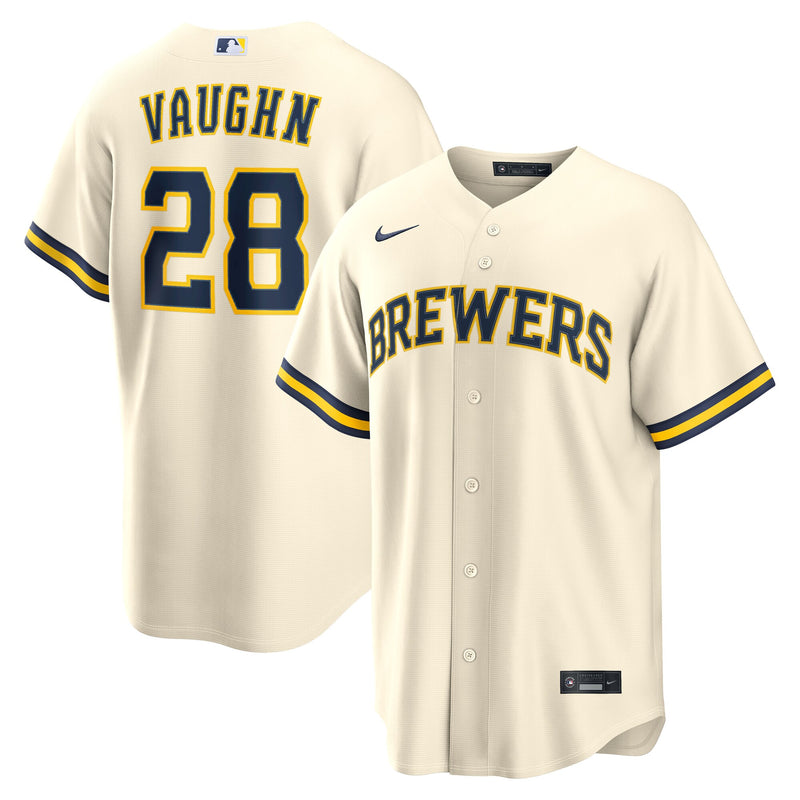Andrew Vaughn Milwaukee Brewers Baseball Jersey, Cream Sportswear Jersey Shirt, Lightweight Breathable Athletic Jersey, Casual Gift for Men