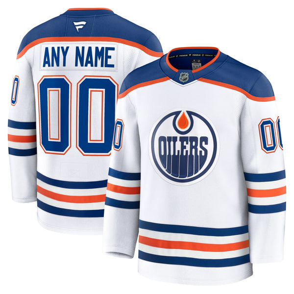 Edmonton Oilers White Away Premium Custom Jersey