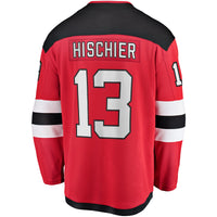 Nico Hischier New Jersey Devils Hockey Jersey, Red Breakaway Sportswear Jersey Shirt, Long Sleeve Hockey Sweater Jersey, Casual Gift for Men