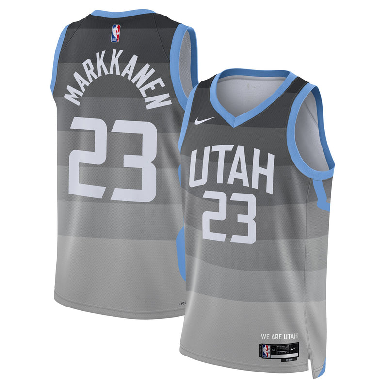 Lauri Markkanen Utah Jazz Basketball Jersey, Gray Swingman Sportswear Jersey Shirt, Sleeveless Athletic Tank Jersey, Casual Gift for Men