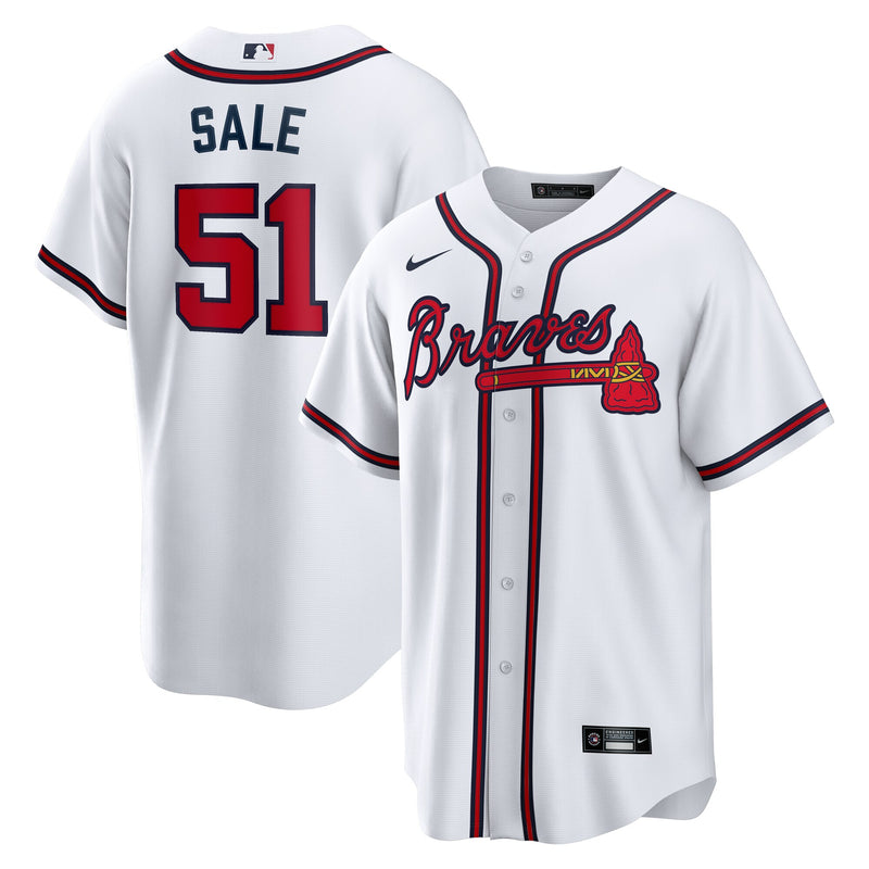 Chris Sale Atlanta Braves Baseball Jersey, White Replica Sportswear Jersey Shirt, Lightweight Breathable Athletic Jersey, Casual Gift for Men