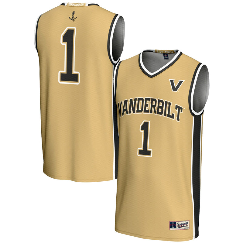 Vanderbilt Commodores Basketball Jersey, Gold Lightweight Sportswear Jersey Shirt, Sleeveless Athletic Tank Jersey, Casual Gift for Men