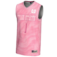Utah State Aggies Basketball Jersey, Pink Fashion Lightweight Sportswear Jersey Shirt, Sleeveless Athletic Tank Jersey, Casual Gift for Men