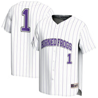 TCU Horned Frogs Lightweight Baseball Jersey, White Fashion Sportswear Jersey Shirt, Lightweight Breathable Athletic Jersey, Casual Gift for Men