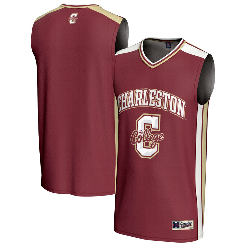 Charleston Cougars Basketball Jersey, Maroon Sportswear Jersey Shirt, Sleeveless Athletic Tank Jersey, Casual Gift for Men, Style 202414597