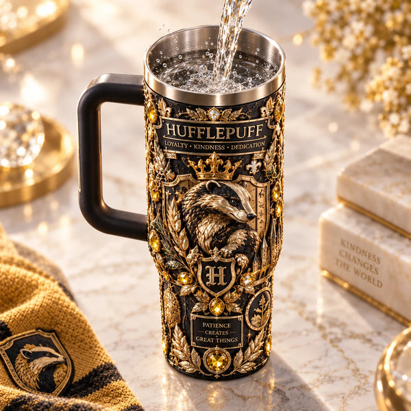 Gilded Loyalty - Hufflepuff Badger Crest Tumbler - main