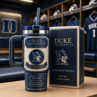 DUKE Heritage Crest - Navy and Cream Tumbler Composition