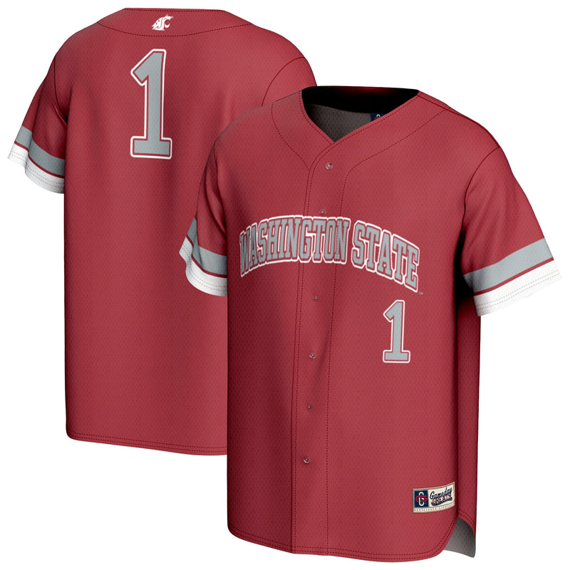 Washington State Cougars Baseball Jersey, Crimson Fashion Sportswear Jersey Shirt, Lightweight Breathable Athletic Jersey, Casual Gift for Men
