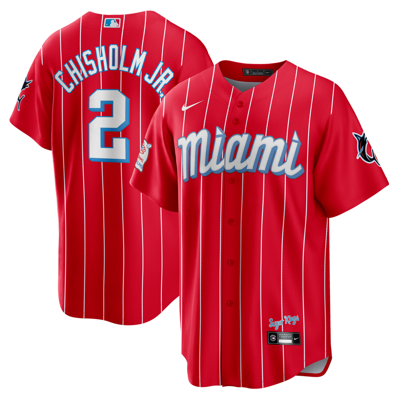 Jazz Chisholm Jr. Miami Marlins Baseball Jersey, Red Sportswear Jersey Shirt, Lightweight Breathable Athletic Jersey, Casual Gift for Men