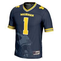 Michigan Wolverines Icon Print Football Jersey, Navy Sportswear Jersey Shirt, Lightweight Breathable Athletic Jersey, Casual Gift for Men