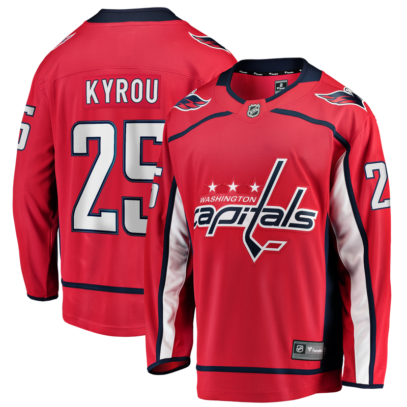 Jordan Kyrou Washington Capitals Hockey Jersey, Red Breakaway Sportswear Jersey Shirt, Long Sleeve Hockey Sweater Jersey, Casual Gift for Men