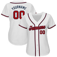 Custom Baseball Jersey, White Red Navy Sportswear Jersey Shirt, Athletic Button Down Moisture Wicking Jersey, Casual Gift for Men