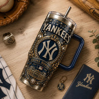 NYY Heritage Crest - Navy and Gold Ornamental Tumbler