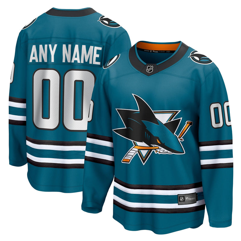 San Jose Sharks Hockey Jersey, Teal Breakaway Sportswear Jersey Shirt, Long Sleeve Hockey Sweater Jersey, Casual Gift for Men, Style 5111272