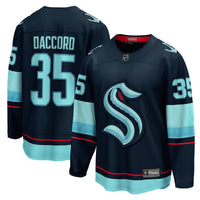 Joey Daccord Seattle Kraken Hockey Jersey, Deep Sea Blue Sportswear Jersey Shirt, Long Sleeve Hockey Sweater Jersey, Casual Gift for Men