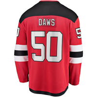 Nico Daws New Jersey Devils Hockey Jersey, Red Breakaway Home Sportswear Jersey Shirt, Long Sleeve Hockey Sweater Jersey, Casual Gift for Men