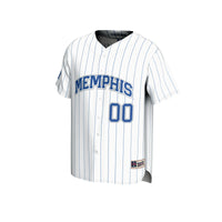 Memphis Tigers Baseball Jersey, White Pinstripe Fashion Sportswear Jersey Shirt, Lightweight Breathable Athletic Jersey, Casual Gift for Men
