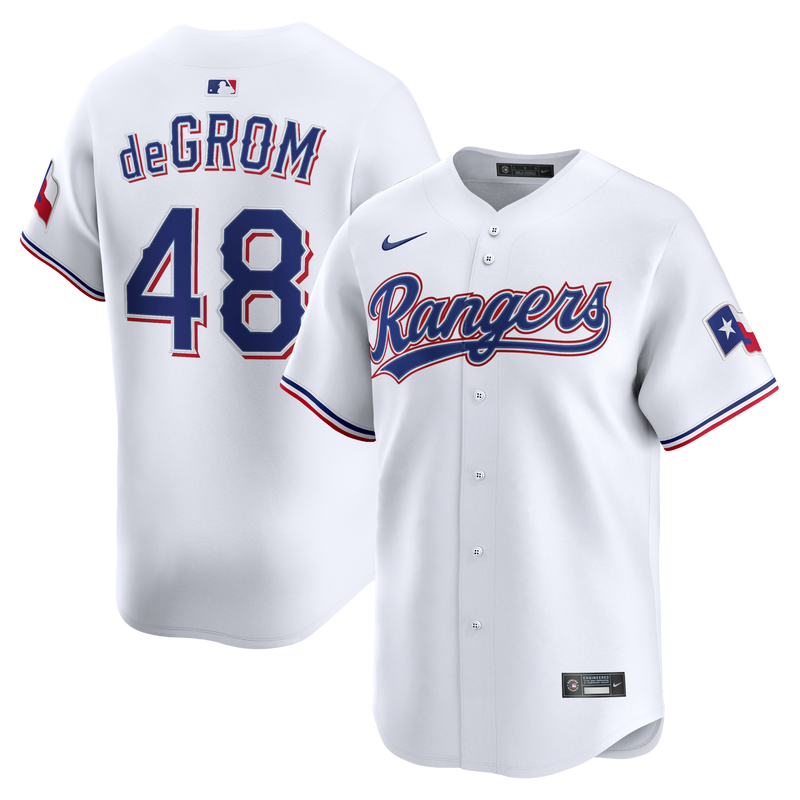 Jacob deGrom Texas Rangers Baseball Jersey, White Limited Sportswear Jersey Shirt, Lightweight Breathable Athletic Jersey, Casual Gift for Men