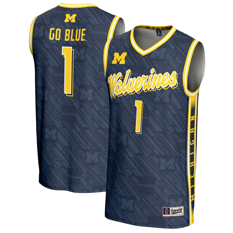 Michigan Wolverines Basketball Jersey, Navy Sportswear Jersey Shirt, Sleeveless Athletic Tank Jersey, Casual Gift for Men, Style 201516382