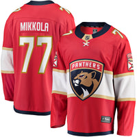Niko Mikkola Florida Panthers Hockey Jersey, Red Breakaway Sportswear Jersey Shirt, Long Sleeve Hockey Sweater Jersey, Casual Gift for Men