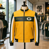 GB Gameday Lines - Gold and Green Color-Block Jacket