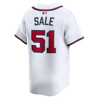 Chris Sale Atlanta Braves Baseball Jersey, White Limited Sportswear Jersey Shirt, Lightweight Breathable Athletic Jersey, Casual Gift for Men