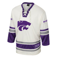 Kansas State Wildcats Hockey Jersey, Cream Fashion Sportswear Jersey Shirt, Long Sleeve Hockey Sweater Jersey, Casual Gift for Men