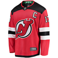 Nico Hischier New Jersey Devils Hockey Jersey, Red Breakaway Sportswear Jersey Shirt, Long Sleeve Hockey Sweater Jersey, Casual Gift for Men