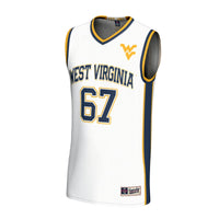 West Virginia Mountaineers Basketball Jersey, White Fashion Sportswear Jersey Shirt, Sleeveless Athletic Tank Jersey, Casual Gift for Men