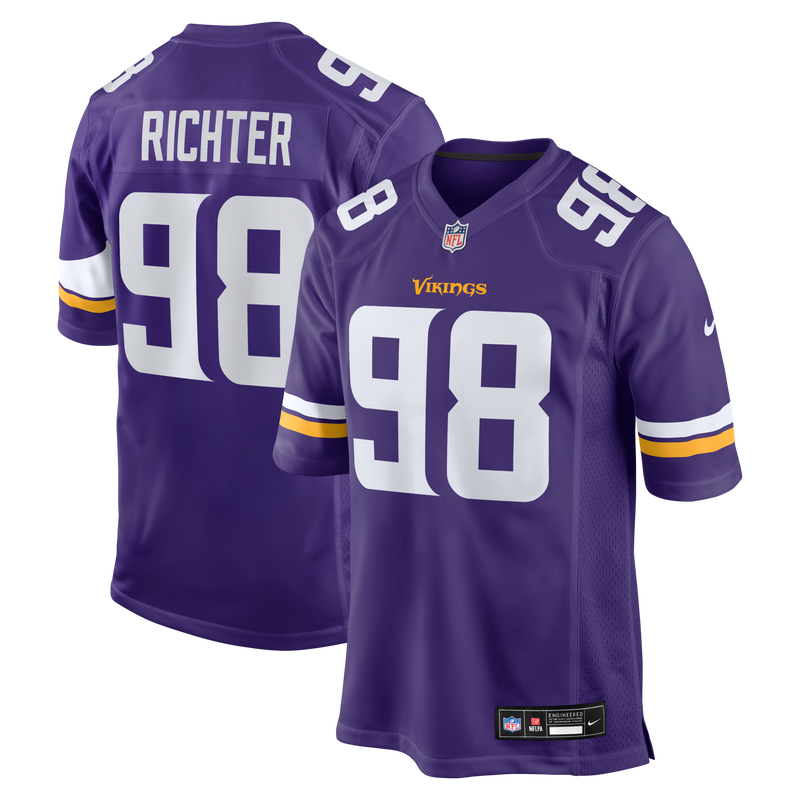 Bo Richter Minnesota Vikings Football Jersey, Purple Game Sportswear Jersey Shirt, Lightweight Breathable Athletic Jersey, Casual Gift for Men