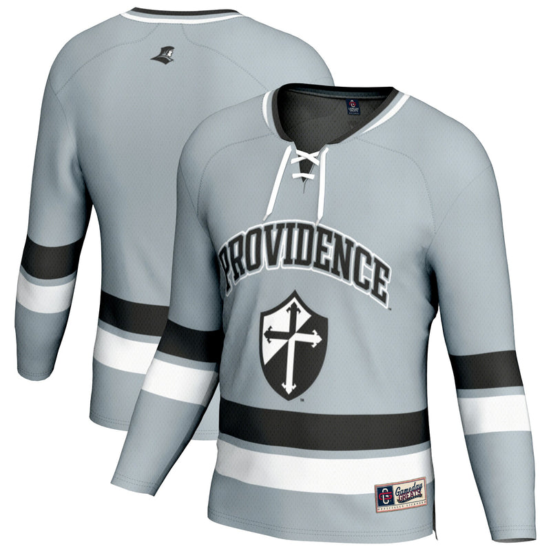 Providence Friars Hockey Jersey, Silver Sportswear Jersey Shirt, Long Sleeve Hockey Sweater Jersey, Casual Gift for Men