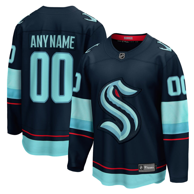 Seattle Kraken Hockey Jersey, Deep Sea Blue Breakaway Home Sportswear Jersey Shirt, Long Sleeve Hockey Sweater Jersey, Casual Gift for Men