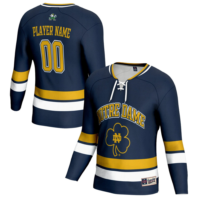Notre Dame Fighting Irish Hockey Jersey, Navy Lightweight Sportswear Jersey Shirt, Long Sleeve Hockey Sweater Jersey, Casual Gift for Men