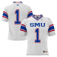 SMU Mustangs Endzone Football Jersey, White Sportswear Jersey Shirt, Lightweight Breathable Athletic Jersey, Casual Gift for Men