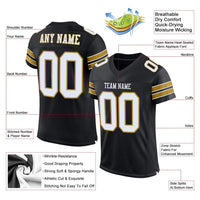 Custom Football Jersey, Black White Old Gold Sportswear Jersey Shirt, Athletic Mesh Moisture Wicking Jersey, Casual Gift for Men