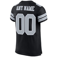 Custom Football Jersey, Black Silver White Sportswear Jersey Shirt, Athletic Mesh Moisture Wicking Jersey, Casual Gift for Men, Style Black0013