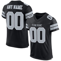 Custom Football Jersey, Black Silver White Sportswear Jersey Shirt, Athletic Mesh Moisture Wicking Jersey, Casual Gift for Men, Style Black0013