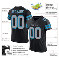 Custom Football Jersey, Black Gray Blue Sportswear Jersey Shirt, Athletic Mesh Moisture Wicking Jersey, Casual Gift for Men