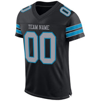 Custom Football Jersey, Black Gray Blue Sportswear Jersey Shirt, Athletic Mesh Moisture Wicking Jersey, Casual Gift for Men