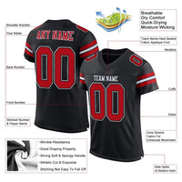 Custom Football Jersey, Black Red White Sportswear Jersey Shirt, Athletic Mesh Moisture Wicking Jersey, Casual Gift for Men