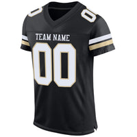 Custom Football Jersey, Black White Vegas Gold Sportswear Jersey Shirt, Athletic Mesh Moisture Wicking Jersey, Casual Gift for Men