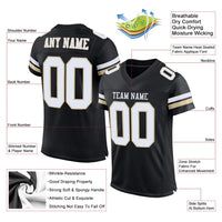 Custom Football Jersey, Black White Vegas Gold Sportswear Jersey Shirt, Athletic Mesh Moisture Wicking Jersey, Casual Gift for Men