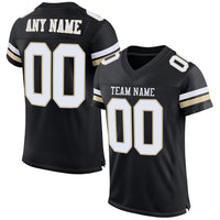 Custom Football Jersey, Black White Vegas Gold Sportswear Jersey Shirt, Athletic Mesh Moisture Wicking Jersey, Casual Gift for Men