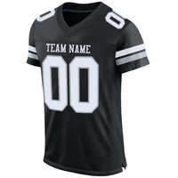Custom Football Jersey, Black White Silver Sportswear Jersey Shirt, Athletic Mesh Moisture Wicking Jersey, Casual Gift for Men, Style Black0074